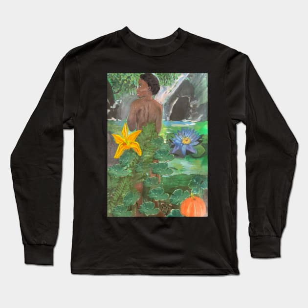 Eden revisited - acrylic painting representing eve in the garden of Eden Long Sleeve T-Shirt by Artonmytee